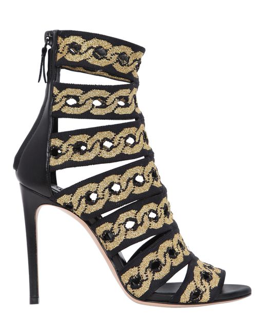 Casadei 100MM CHAIN STRETCH KNIT CAGE SANDALS
