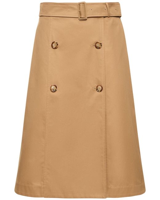 Burberry Baleigh Cotton Gabardine Midi Skirt