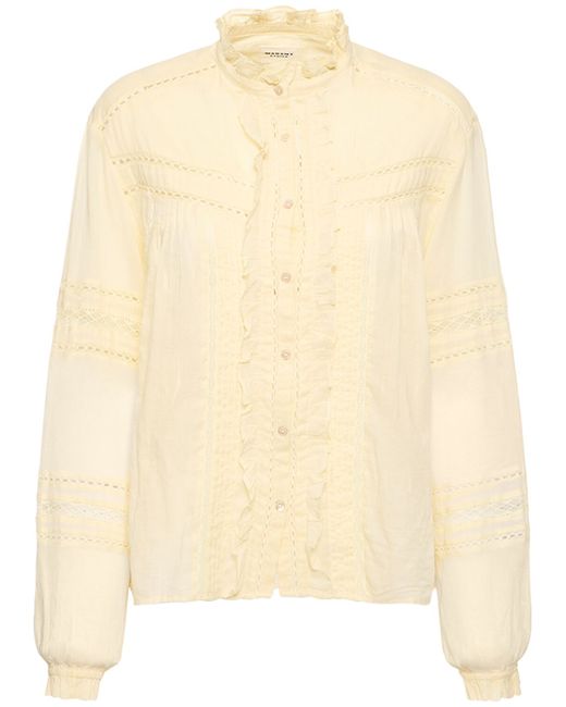 Marant Etoile Metina Ruffled Cotton Long Sleeve Shirt
