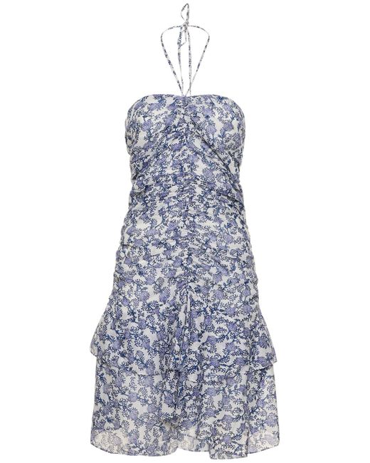 Marant Etoile Ilanka Floral Cotton Mini Halter Dress