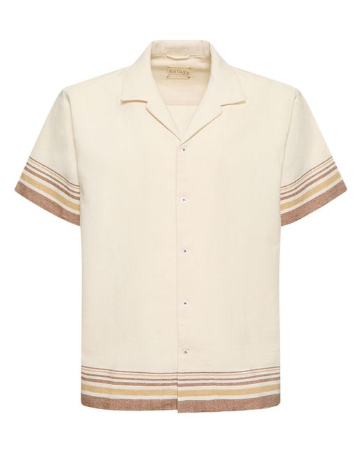 Harago Striped Cotton Short Sleeve Shirt