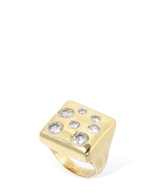 Timeless Pearly Square Crystal Thick Ring