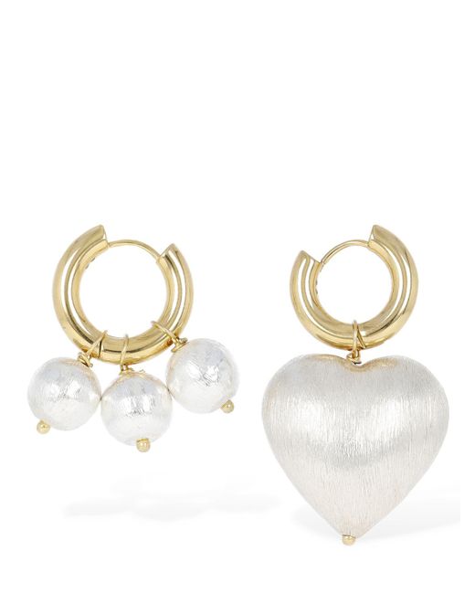 Timeless Pearly Heart Beads Mismatched Earrings