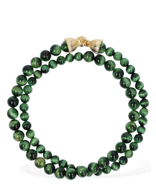 Timeless Pearly Malachite Double Wrap Collar Necklace