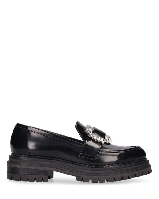 Sergio Rossi 15mm Prince Brushed Leather Loafers