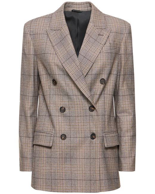Brunello Cucinelli Prince Of Wales Wool Blend Jacket