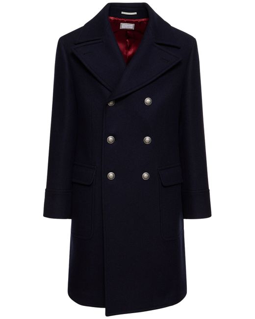 Brunello Cucinelli Double Breasted Wool Cashmere Coat