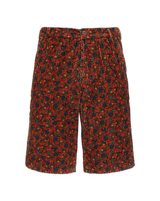 Erl Printed Woven Corduroy Shorts