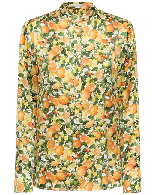 Stella McCartney eva Lemon Print Silk Long Sleeve Shirt