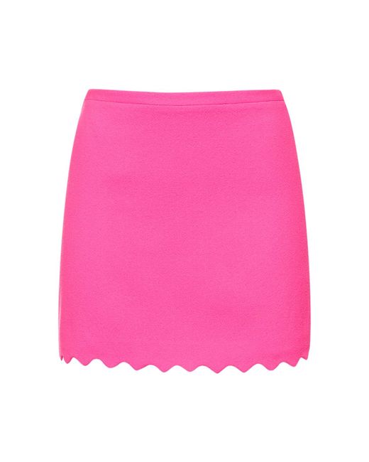 Mach & Mach Wavy Trimmed Wool Mini Skirt