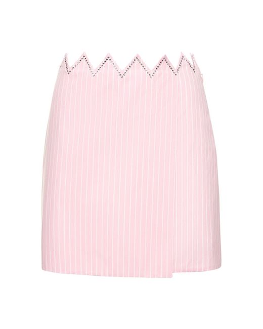 Mach & Mach Embellished Striped Cotton Mini Skirt