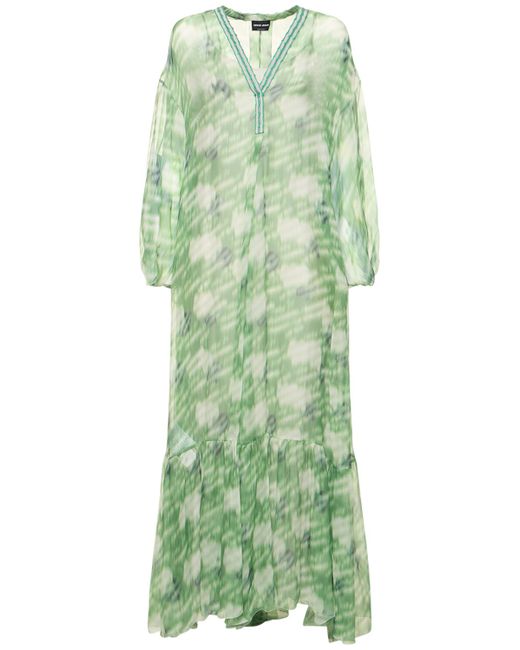 Giorgio Armani Printed Silk Georgette Kaftan Dress