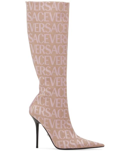 Versace 110mm Canvas Leather Boots