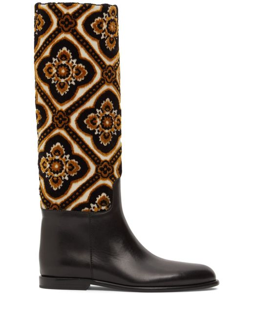 Etro 10mm Leather Jacquard Tall Boots