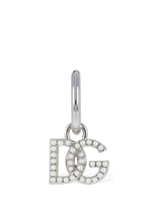 Dolce & Gabbana Dg Logo Faux Pearl Mono Earring