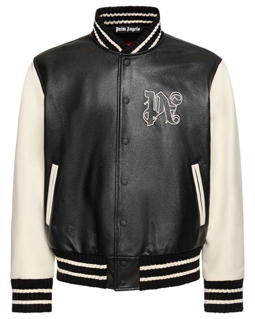 Palm Angels Monogram Classic Leather Varsity Jacket