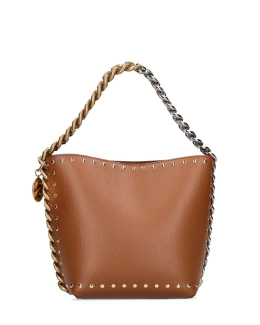 Stella McCartney Studded Faux Grained Leather Bucket Bag