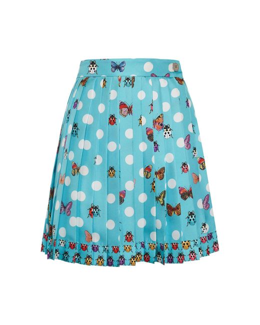 Versace Print Silk Twill Pleated Mini Skirt