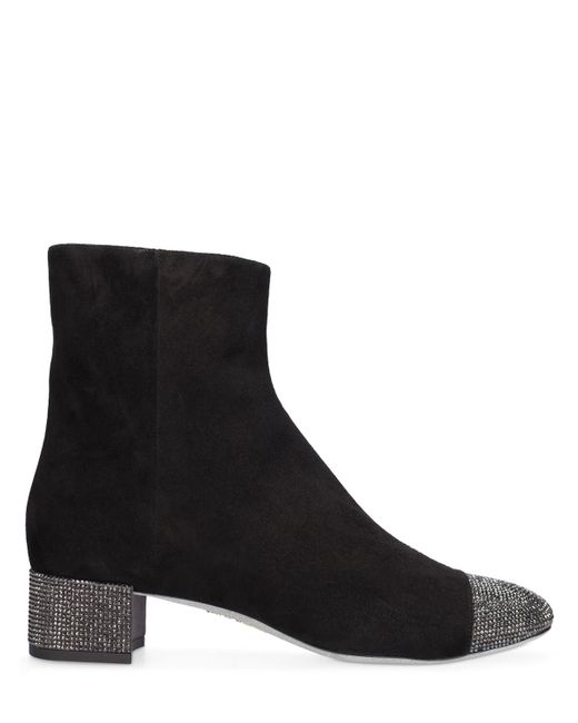 Rene Caovilla 40mm Suede Crystals Ankle Boots