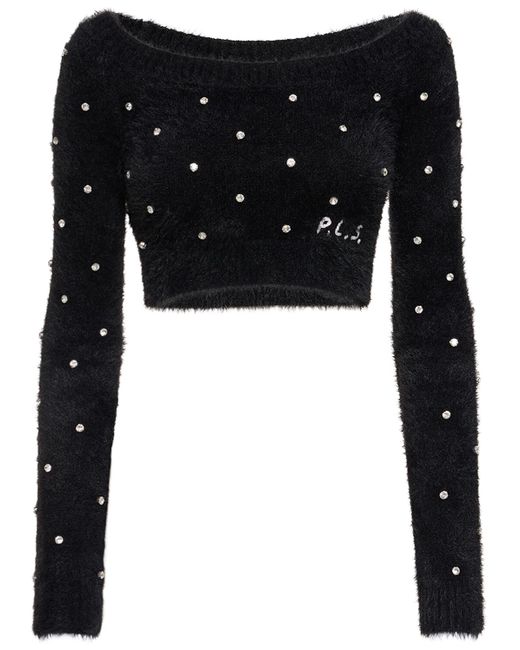 Philosophy di Lorenzo Serafini Embellished Fuzzy Cropped Sweater