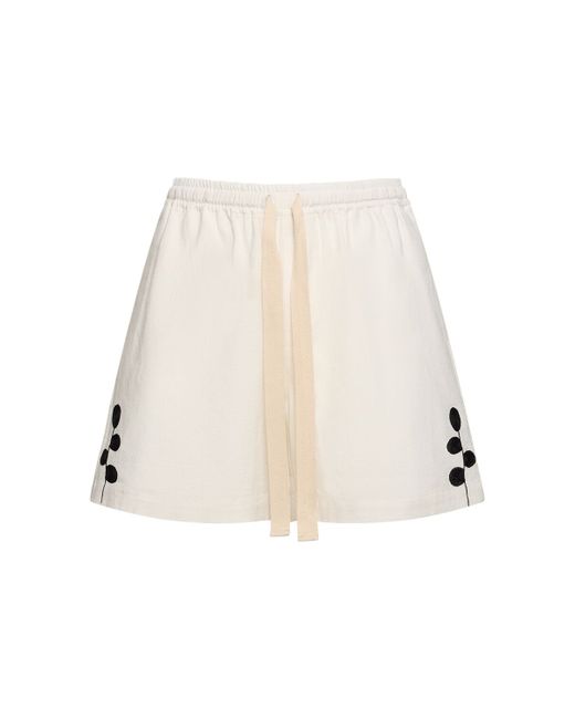 Commas Embroidered Ramie Cotton Shorts