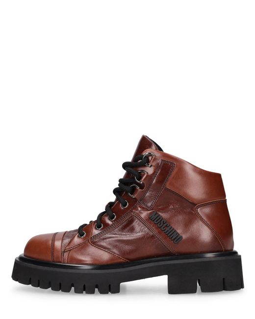 Moschino 40mm Combat Sole Leather Hiking Boots