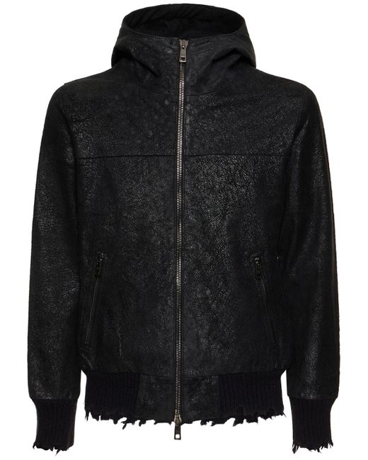 Giorgio Brato Hooded Waxed Leather Jacket