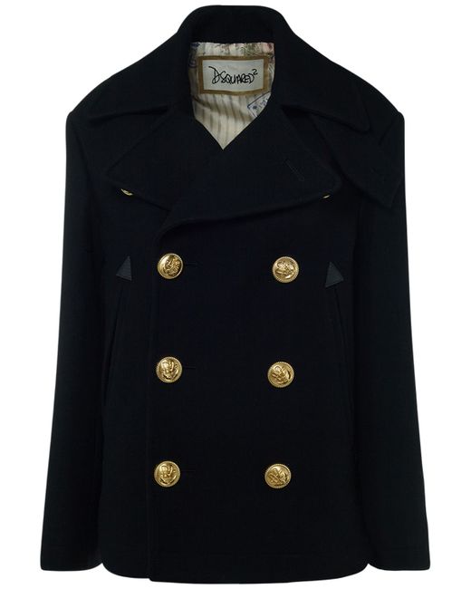 Dsquared2 Felted Wool Double Breasted Peacoat