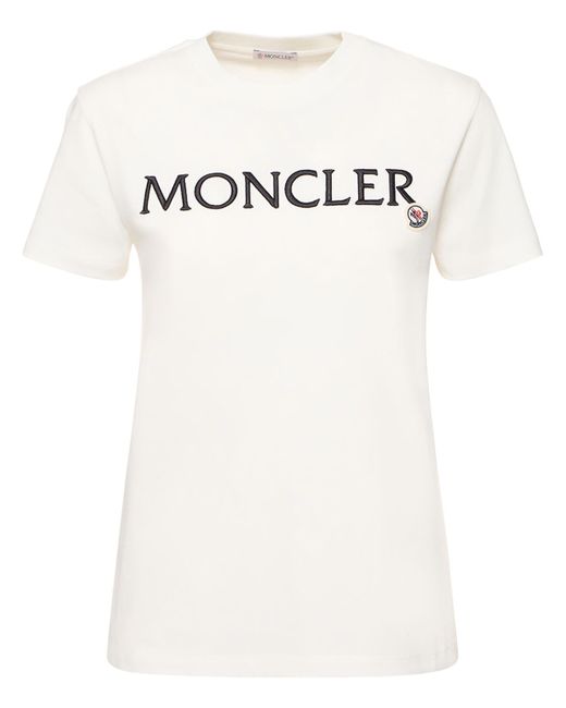 Moncler Logo Embroidered Cotton T-shirt
