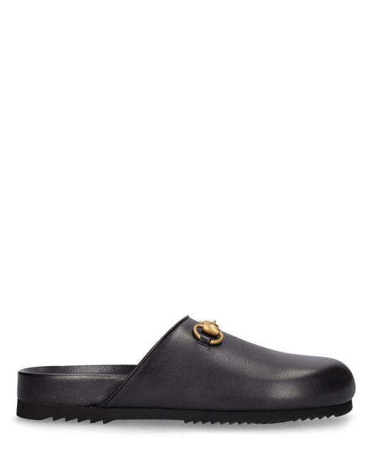 Gucci 20mm Sol Leather Slippers