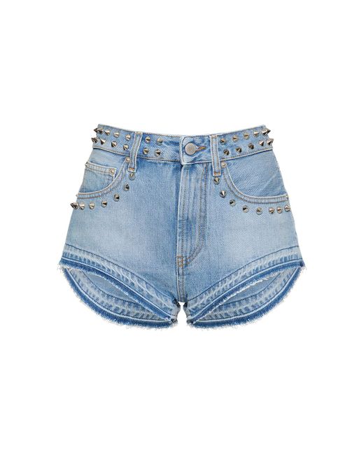 Alessandra Rich Studded Denim Mini Shorts