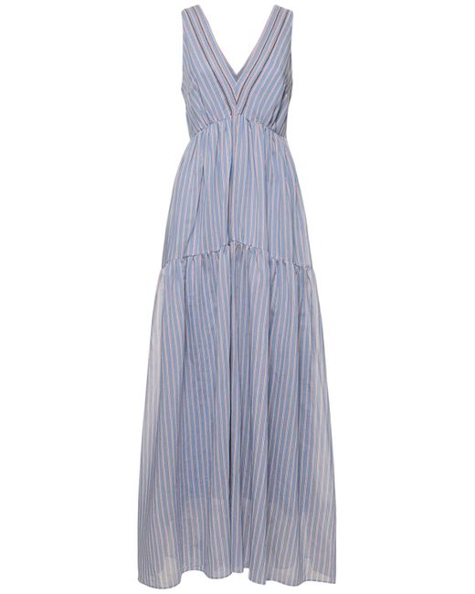 Brunello Cucinelli Striped Cotton Silk Gauze Long Dress