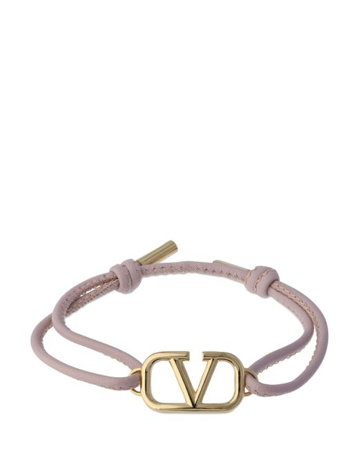 Valentino Garavani V Logo Sliding Leather Bracelet