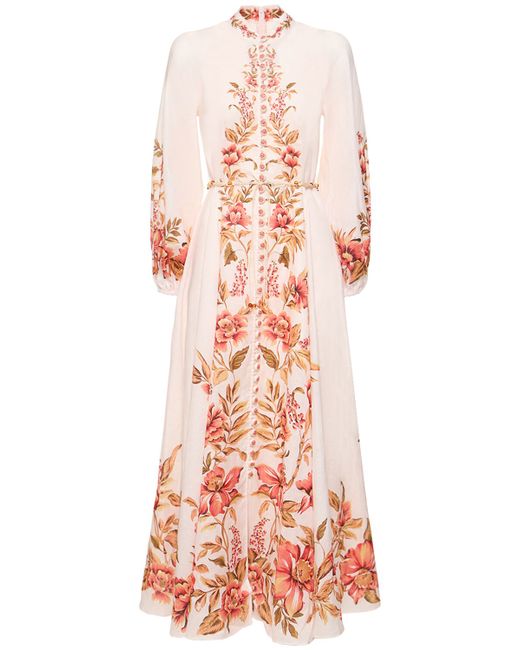 Zimmermann Vacay Billow Printed Linen Long Dress