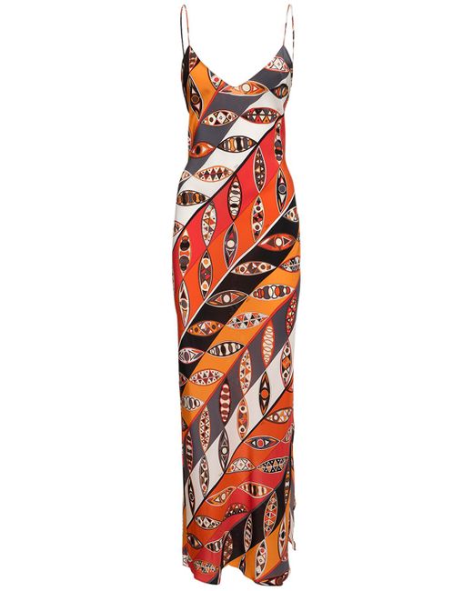 Pucci Girandole Printed Silk Twill Long Dress