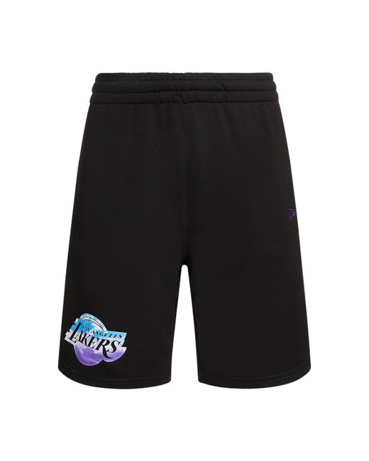 New Era L.a. Lakers Printed Cotton Blend Shorts