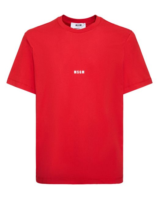 Msgm Micro Logo Print Cotton Jersey T-shirt