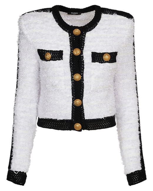 Balmain Tweed Knit Cropped Jacket