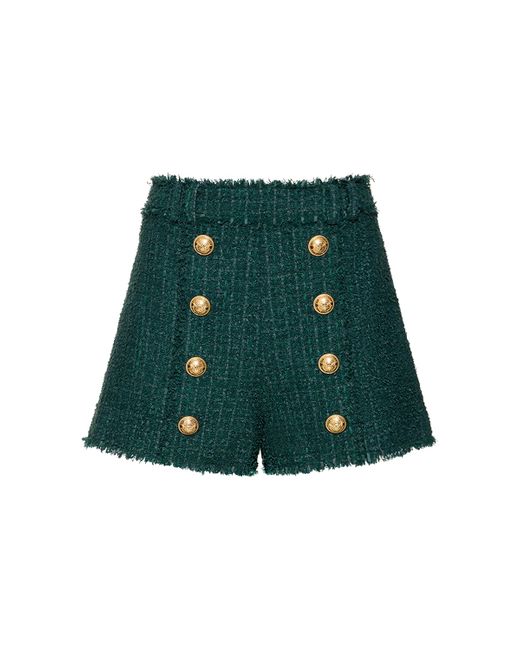 Balmain Tweed High Rise Mini Shorts