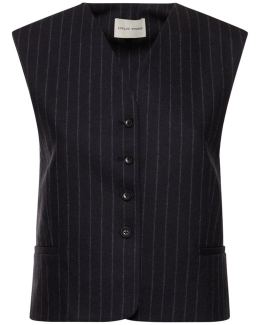 Loulou Studio Smith Pinstriped Buttoned Wool Vest