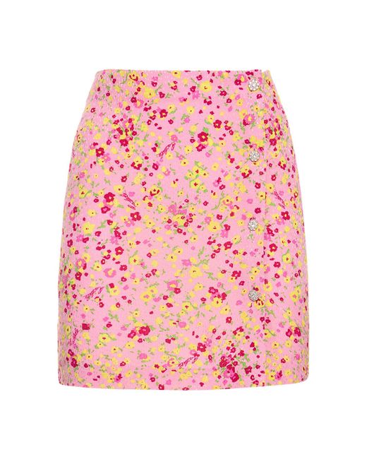 Rotate Floral Print Jacquard Mini Skirt