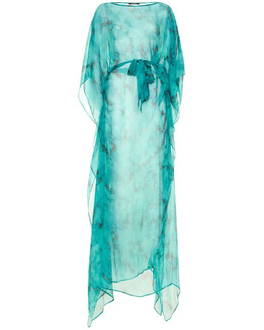 Roberto Cavalli Printed Silk Chiffon Belted Kaftan Dress