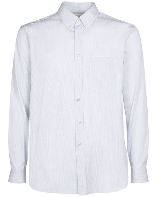 Saint Laurent Embroidered Striped Cotton Shirt
