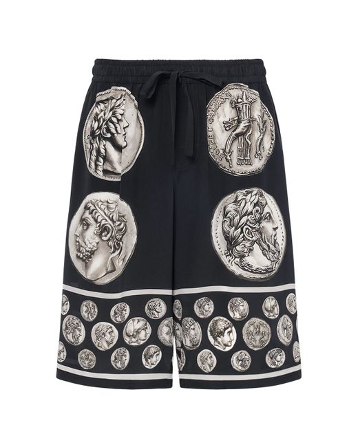 Dolce & Gabbana Ancient Coins Printed Silk Shorts