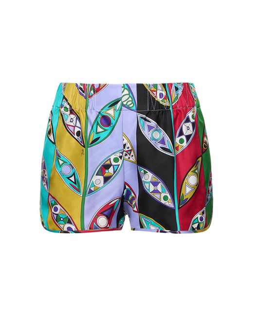 Pucci Girandole Printed Silk Twill Mini Shorts
