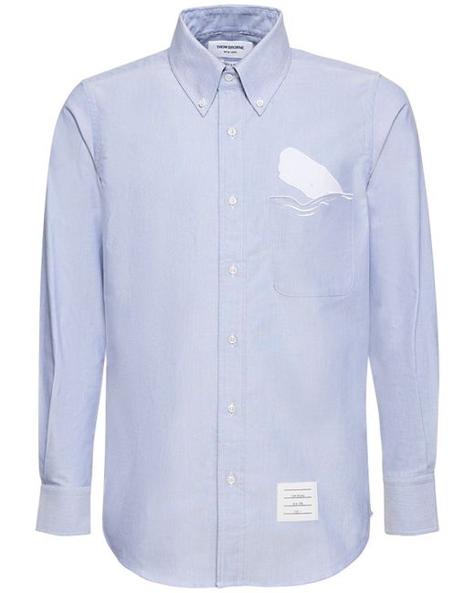 Thom Browne Straight Fit Cotton Shirt W Embroidery