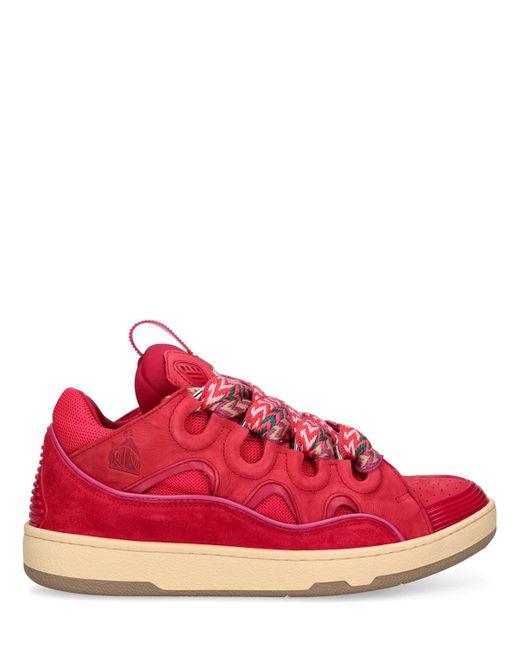 Lanvin 30mm Curb Leather Mesh Sneakers