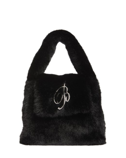 Blumarine Logo Faux Fur Top Handle Bag