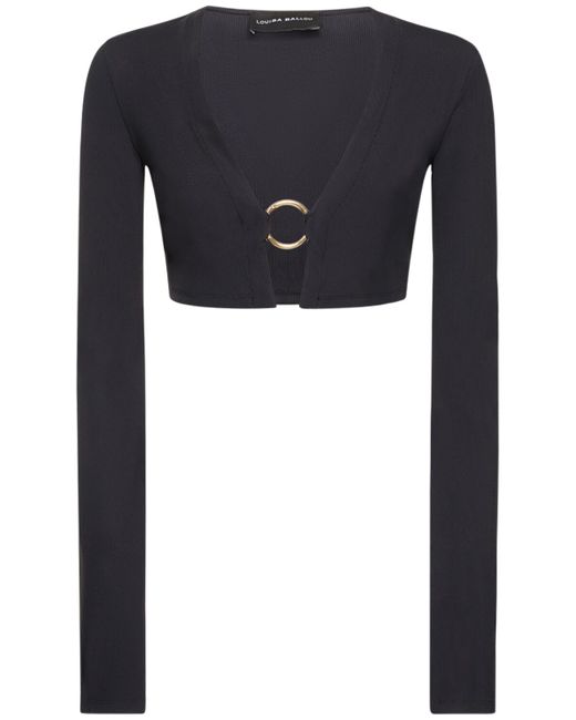 Louisa Ballou Ribbed Stretch Cropped Cardigan