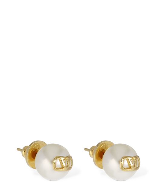 Valentino Garavani V Logo Signature Faux Pearl Earrings